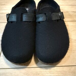 Haflinger GZB Wool Clogs Size 42 Black Pure New Wool Comfort Slip On Shoes